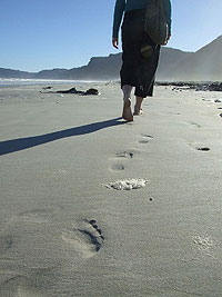 Foot steps in sand
